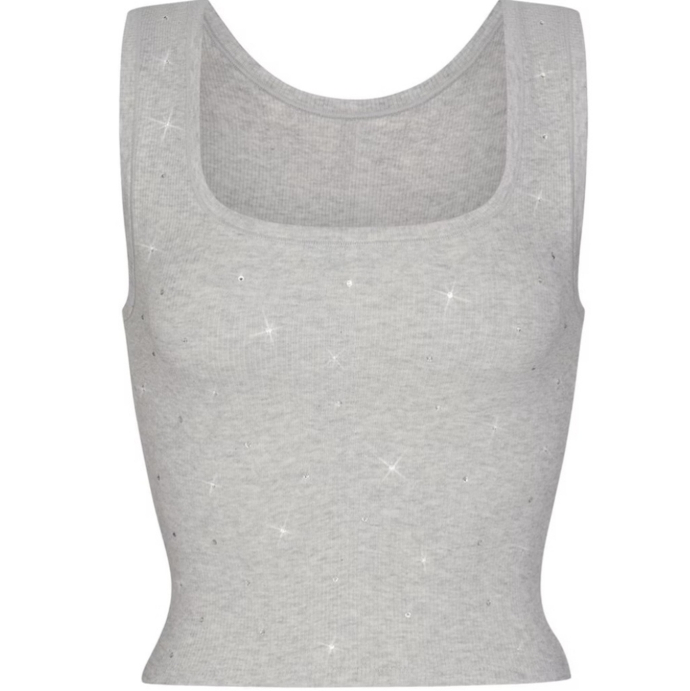 Skims Swarovski Gray Tank Top